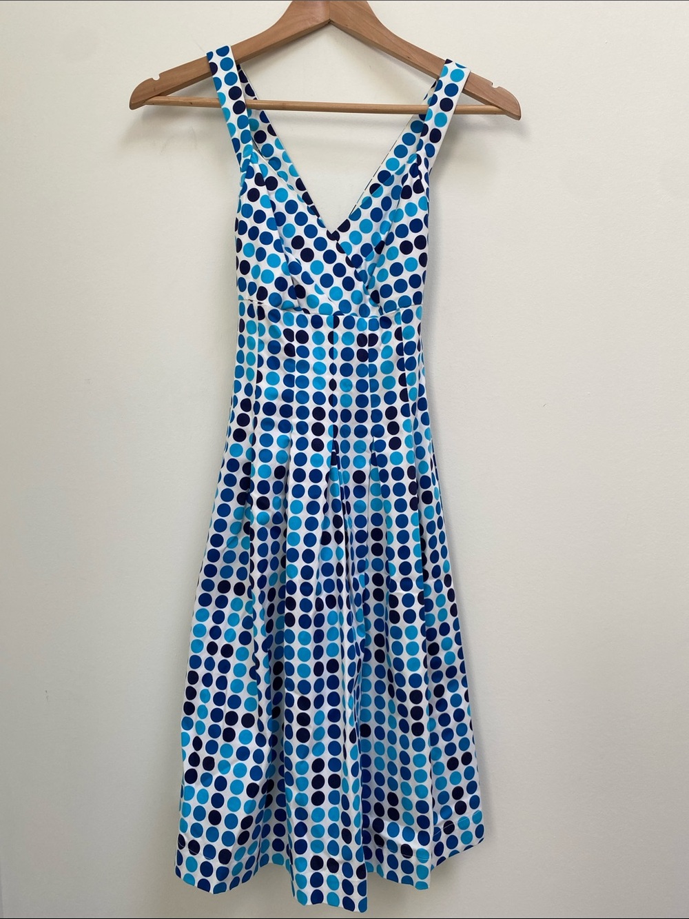 Calvin Klein Polka Dot Blue Midi Dress - Sleeveless V-Neck